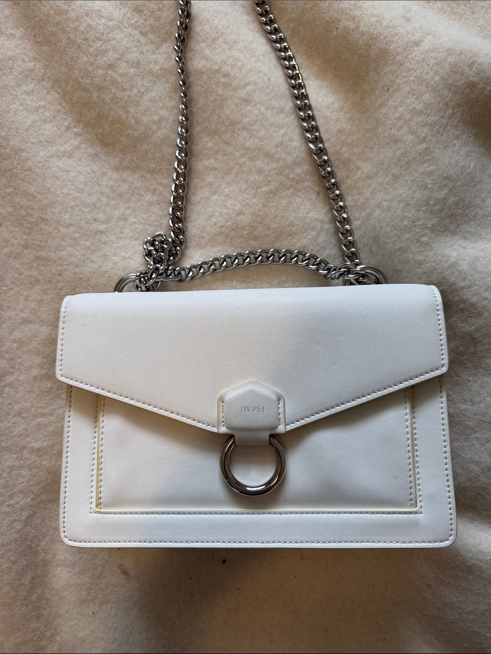 JW PEI White Vegan Leather Shoulder Bag
